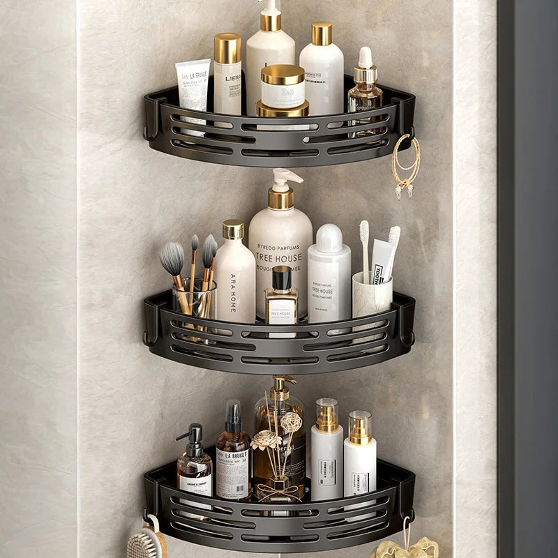 Modern Bathroom Corner Organizer Rack Self Adhesive Shower Shelf For Cosmetics Toiletries Storage Valentines Day Gift Home Decor