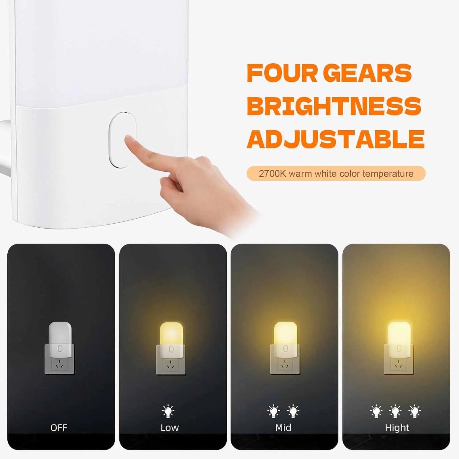 1/2pcs Plug-in LED Night Light, Mini Warm White LED Nightlight, Adjustable Brightness for Bedroom, Bathroom, Kitchen, Hallway