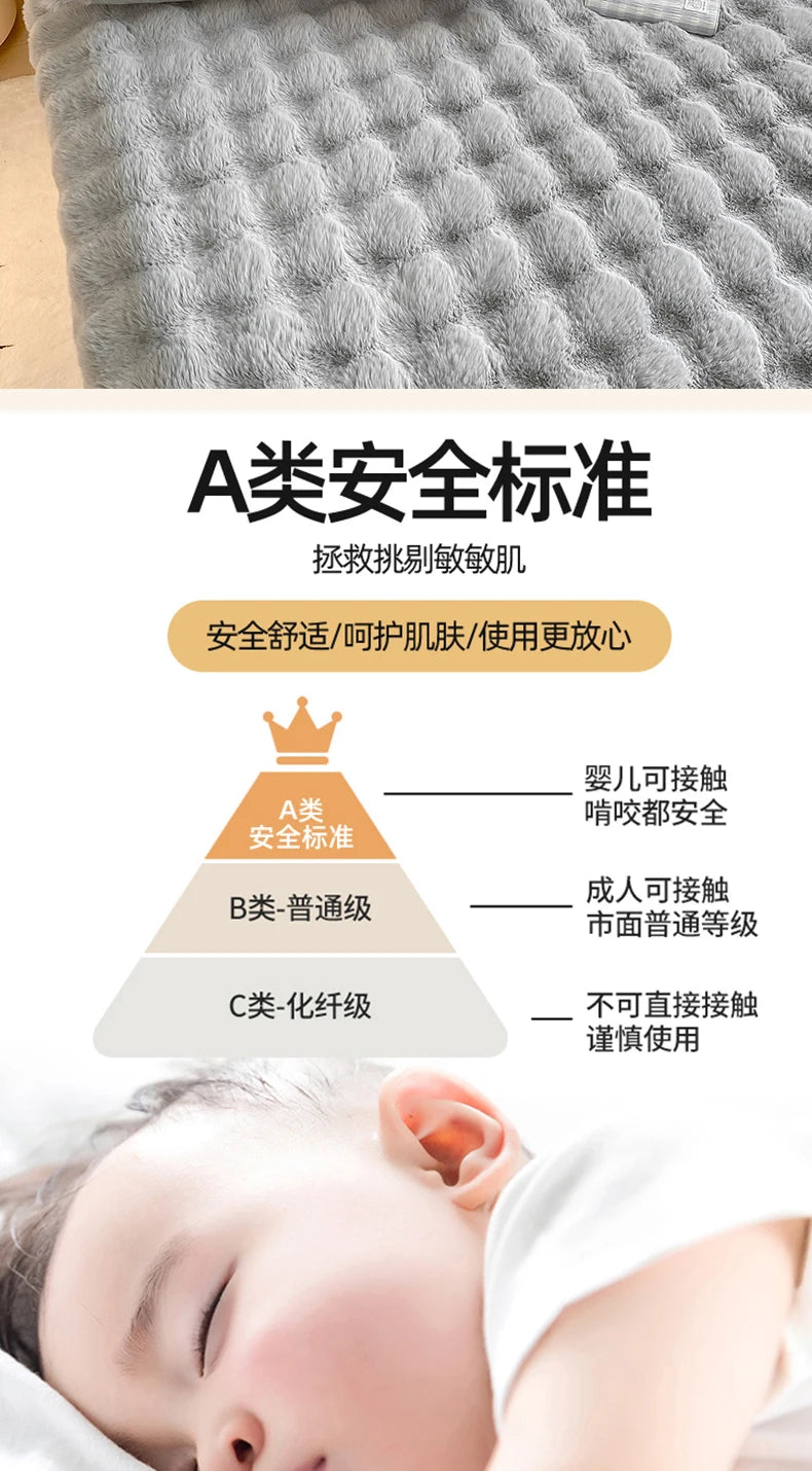 Fluffy Plush Fitted Bed Sheet for Winter Solid Color Rabbit Fleece Bed Sheets on Elastic Winter Warm Thicken Mattress Protector