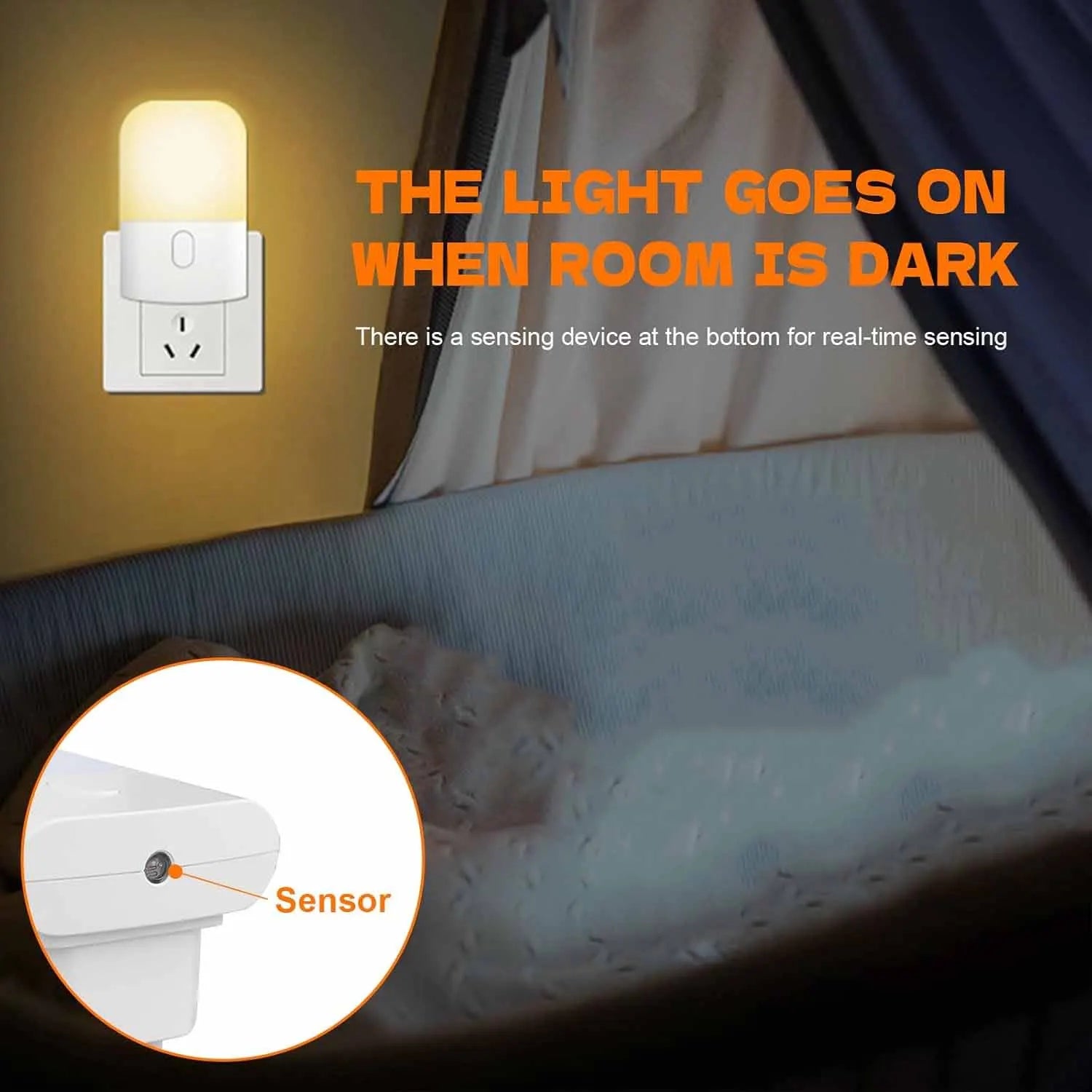 1/2pcs Plug-in LED Night Light, Mini Warm White LED Nightlight, Adjustable Brightness for Bedroom, Bathroom, Kitchen, Hallway