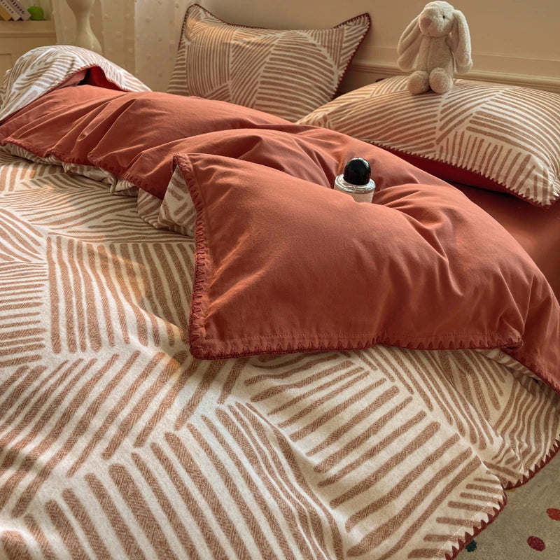 Luxury Heavyweight Cotton Bedding Set 100% Premium Washed Cotton Duvet Cover Set Cozy Home Decor King Size Ultra Soft Breathabe