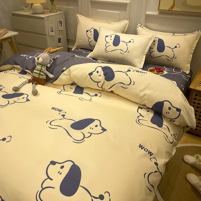 Daisy Printed King Size Duvet Cover Set with Sheets High Quality Washed Cotton Bedding Set Queen Home Bed Sets Comforter Covers