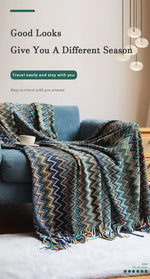 100% Acryl Hand Knitted Blanket with Tassel Summer Blanket Bed Sofa Travel Breathable Chic Bohemian Soft Comfortable Blanket