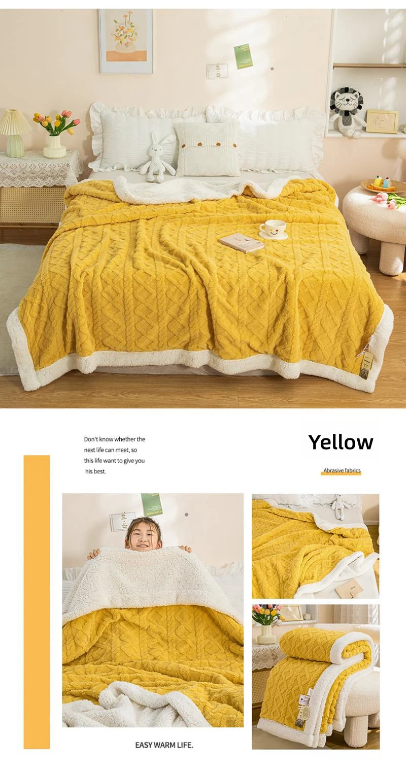 Warm Wool Sherpa Thick Blankets Fluffy Soft Coral Fleece Bedspread on The Bed Single Double Winter Plush Coraline Furry Throw