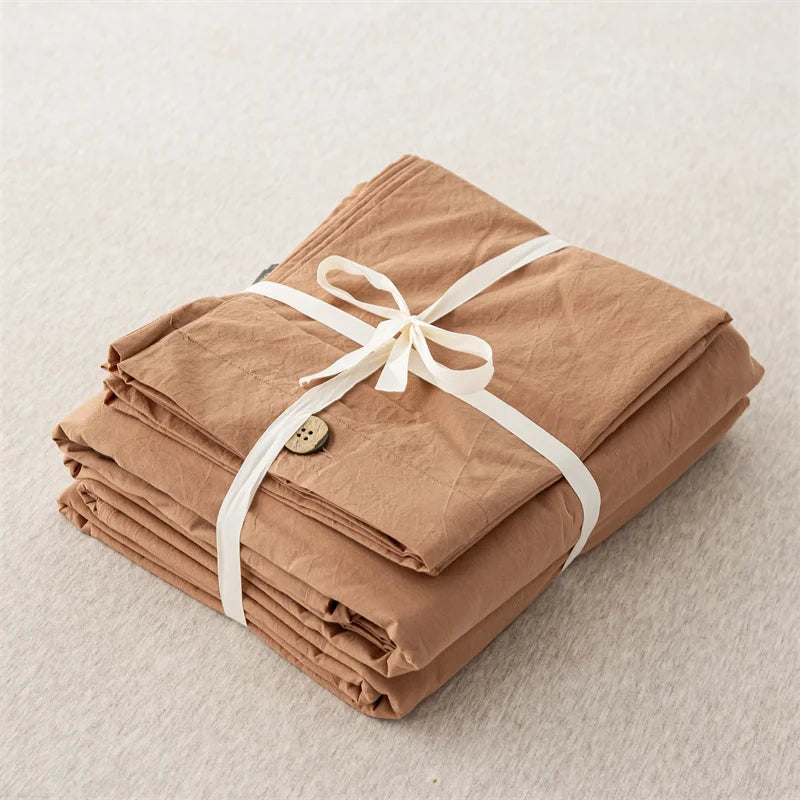 3pcs  100% cotton bedding set Double Duvet Cover Set 220x240 Solid Twist Cotton King Size Bedding Set Quilt Cover Set