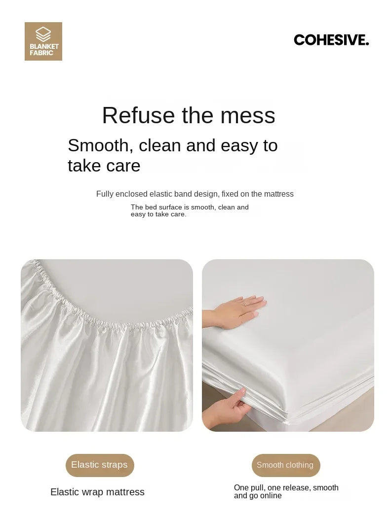 Satin Rayon Fitted Sheet Solid Color Mattress Cover With Elastic Band Bed Sheet High-End Home Hotel Bedding Fit Sheet