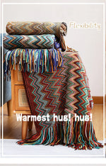 100% Acryl Hand Knitted Blanket with Tassel Summer Blanket Bed Sofa Travel Breathable Chic Bohemian Soft Comfortable Blanket