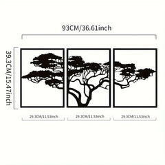 3pcs Black Metal Wall Art Decor Tree Of Life Metal Tree Wall Art Tree Sign Metal Wall Decoration Housewarming Hanging Wall Art