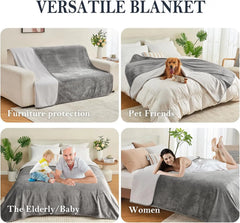 Waterproof Blanket for Bed Sofa Couch, Water Resistant Blanket，Reversible Leakproof Bed Cover for Adults Elderly Pets