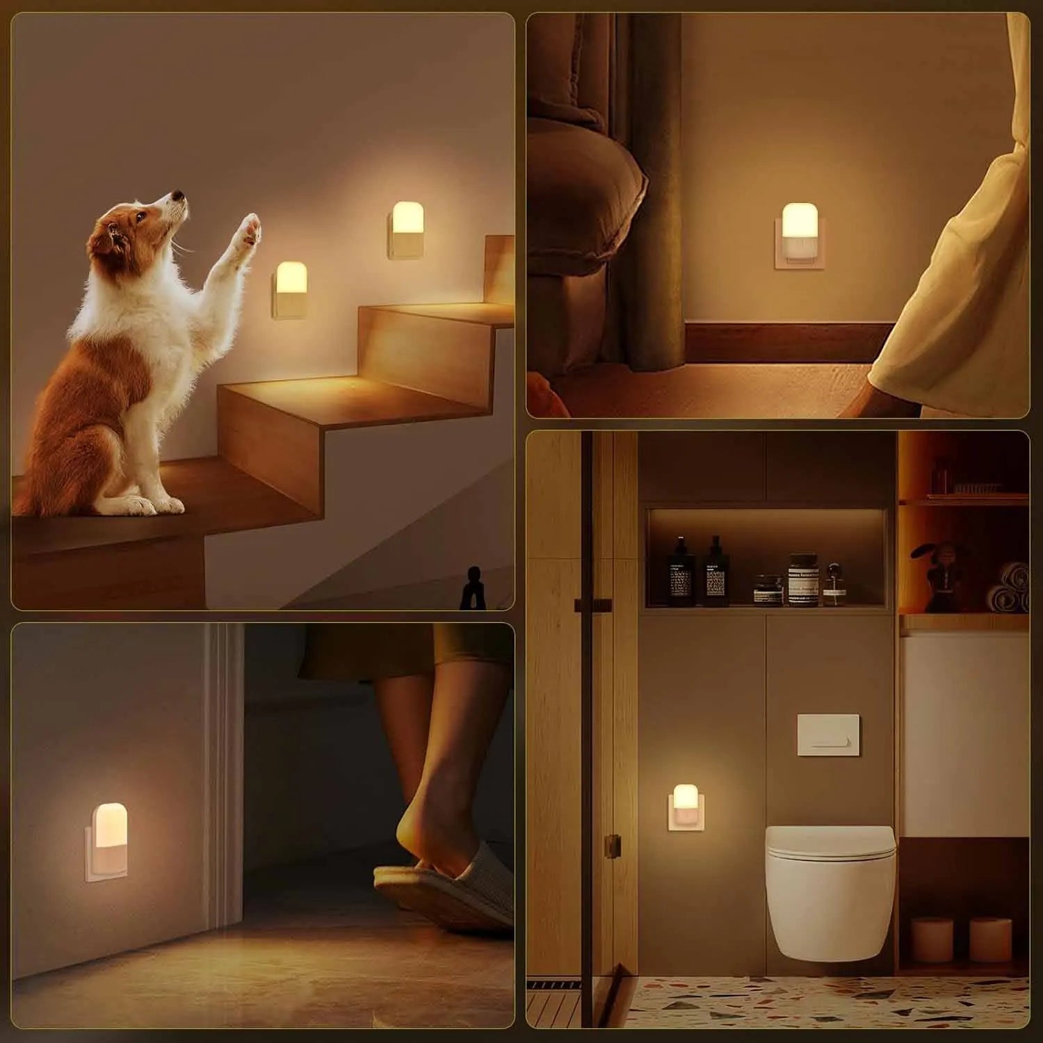 1/2pcs Plug-in LED Night Light, Mini Warm White LED Nightlight, Adjustable Brightness for Bedroom, Bathroom, Kitchen, Hallway