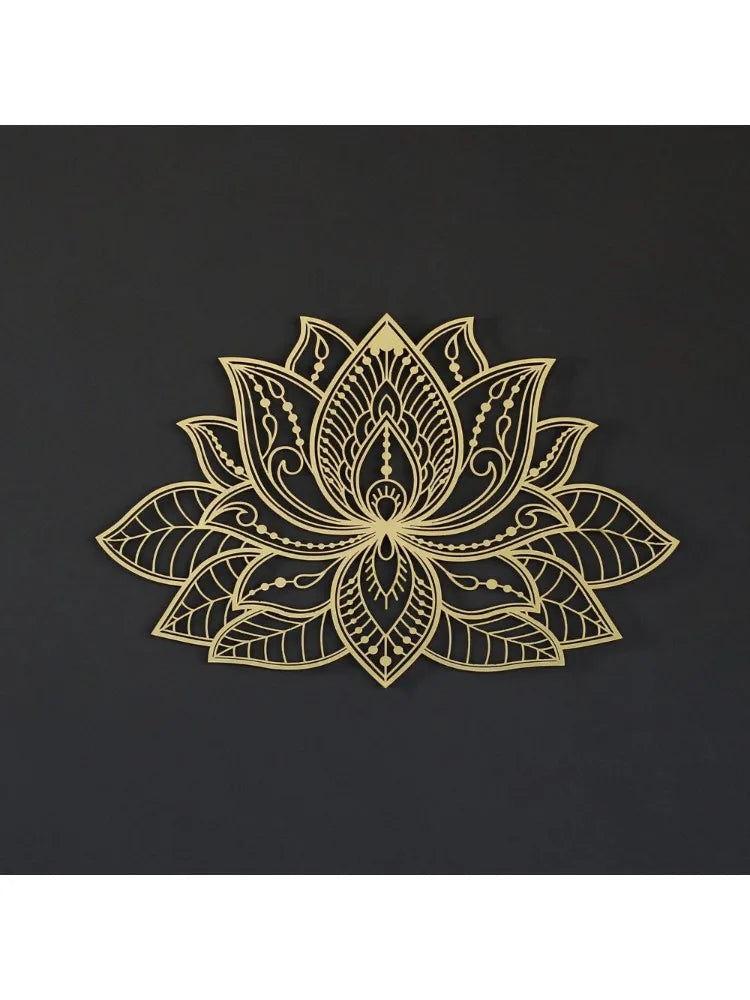 Iwa Motif Radiant Mandala Metal Wall Sculpture | Lotus Bloom Zen Decor | Halloween & Christmas Gift