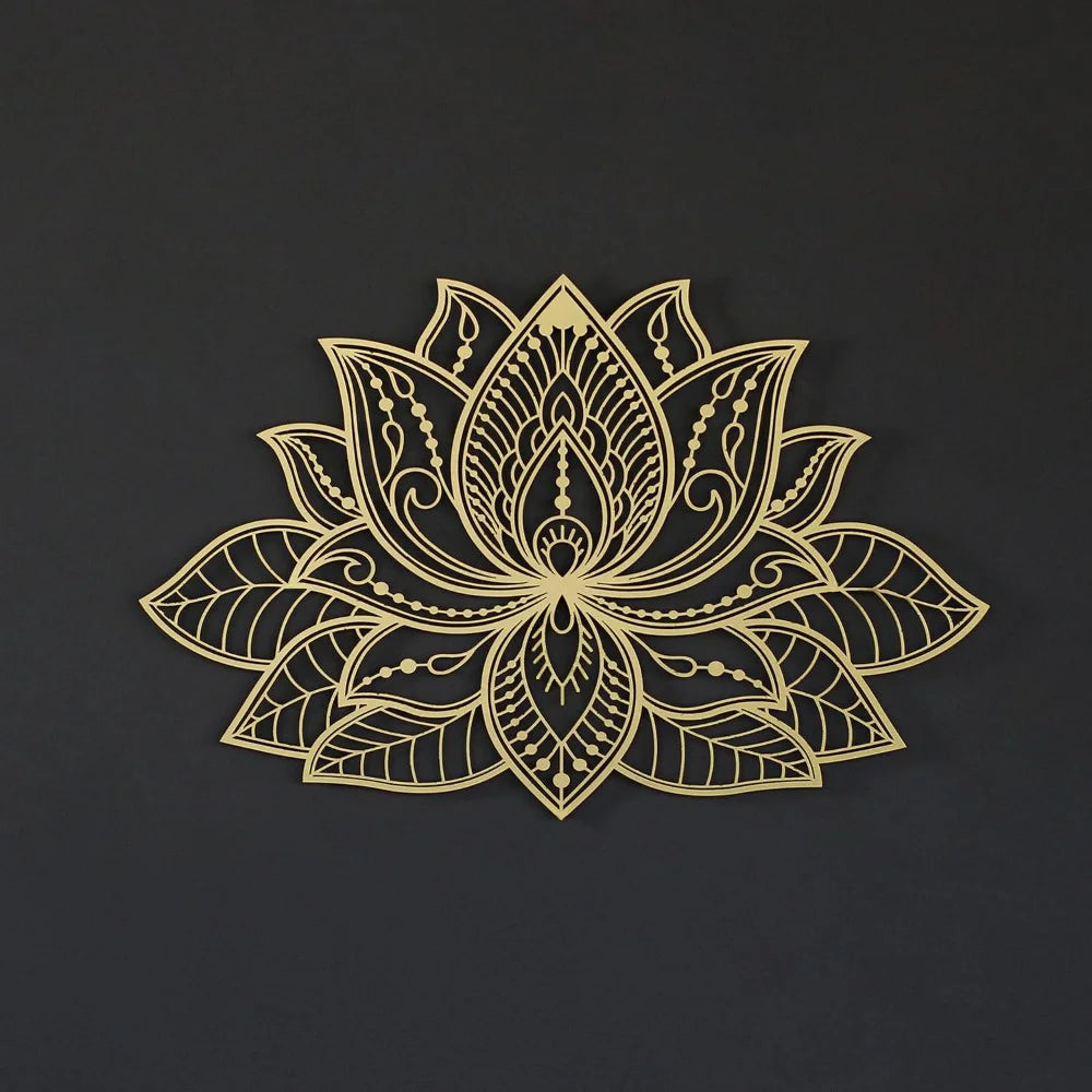 Iwa Motif Radiant Mandala Metal Wall Sculpture | Lotus Bloom Zen Decor | Halloween & Christmas Gift