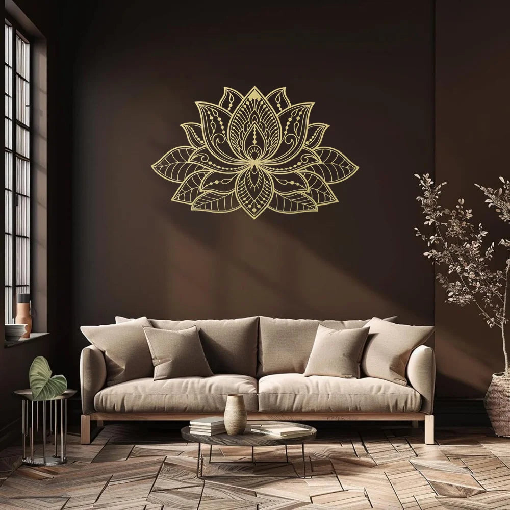 Iwa Motif Radiant Mandala Metal Wall Sculpture | Lotus Bloom Zen Decor | Halloween & Christmas Gift