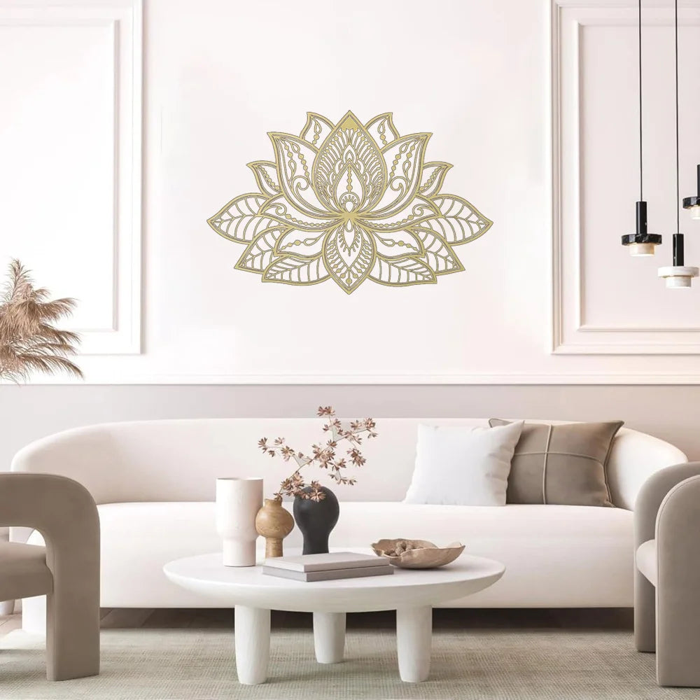 Iwa Motif Radiant Mandala Metal Wall Sculpture | Lotus Bloom Zen Decor | Halloween & Christmas Gift