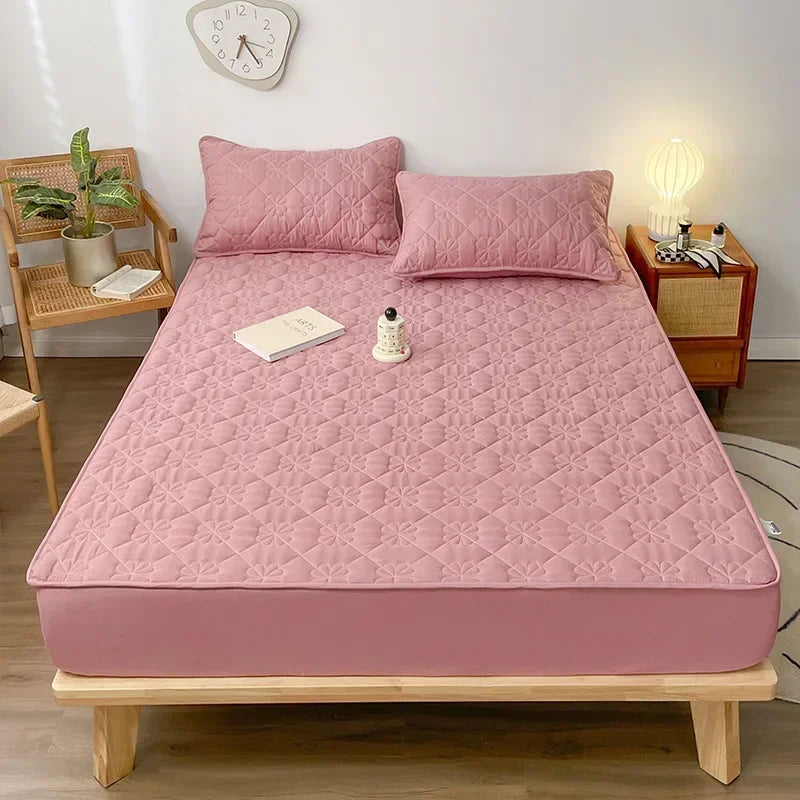 1PC Waterproof Quilted Mattress Protector Breathable Mattress Cover Anti-mite Anti-bacterial Fitted Bed Sheet (No Pillowcase) 1 sold