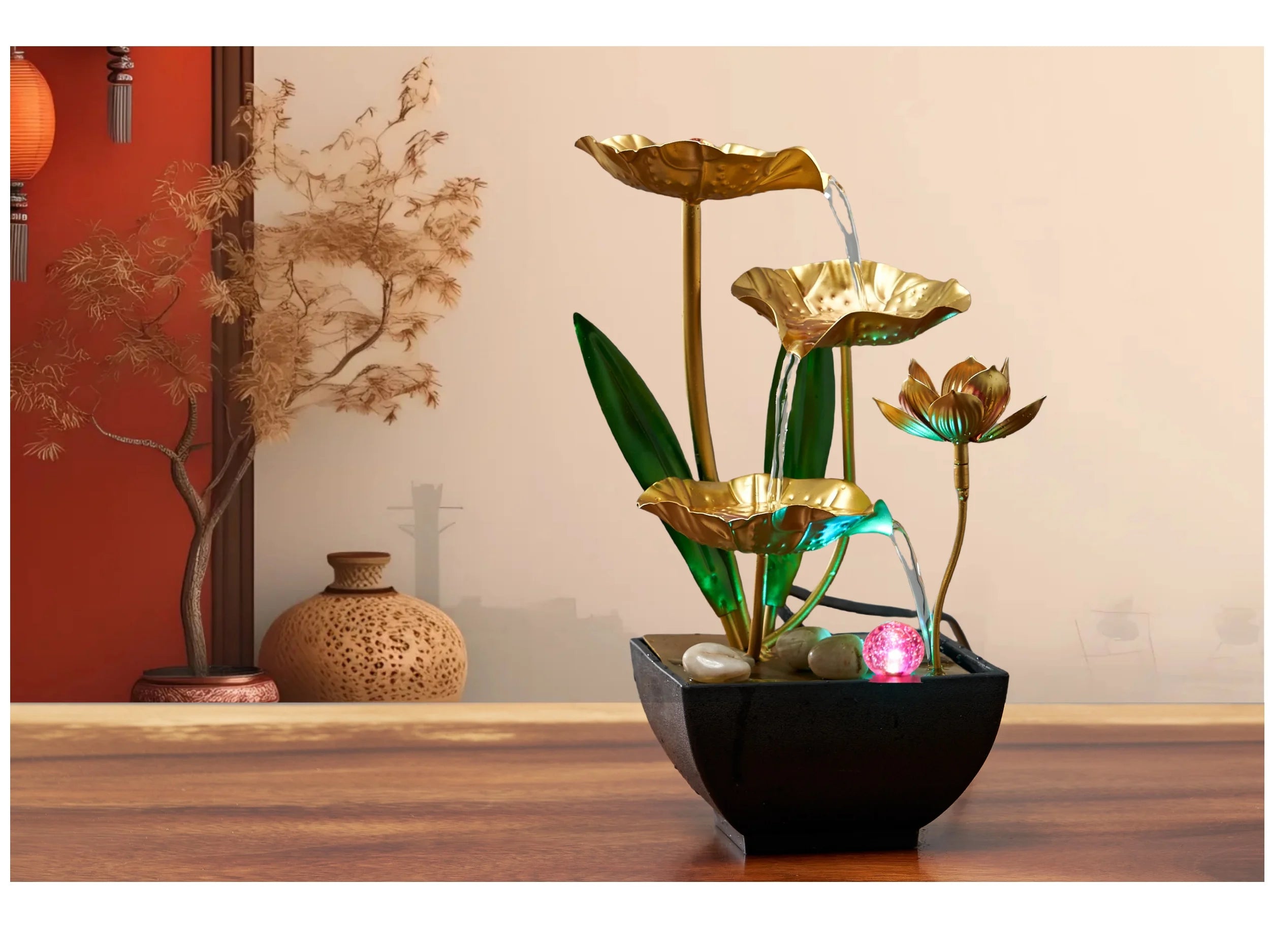Small indoor fountain automatic circulation humidifier desktop decoration living room and bedroom relaxation crafts