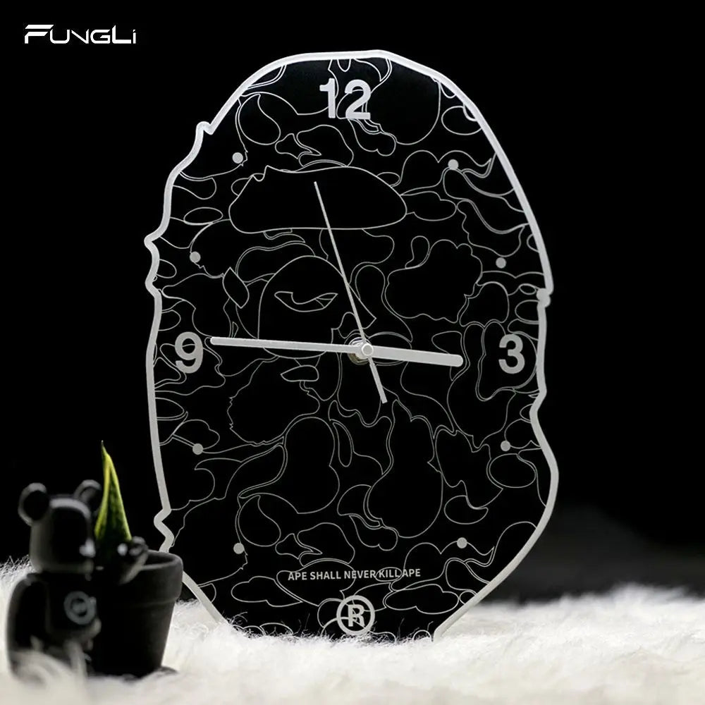 Tide Black Camouflage Hanging Clock Tide Network Red Clock Simple Home Decoration Painting Living Room Bedroom Silent Wall Clock