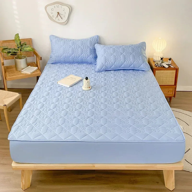 1PC Waterproof Quilted Mattress Protector Breathable Mattress Cover Anti-mite Anti-bacterial Fitted Bed Sheet (No Pillowcase) 1 sold