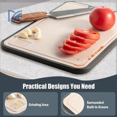Double Sided Food Grade Cutting Board Kitchen, Pure Titanium & Wheat Straw PP Surface, Easy Clean （1PC）