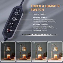 Flower-Shaped Candle Warmer Lamp with Timer, Adjustable Height and Dimmable Light for Safe Flameless Aroma