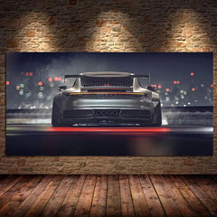 Modern Wall Art Black Supercar 911 GT Back View, HD Canvas Print Poster, Home, Living Room, Corridor, Decoration Painting