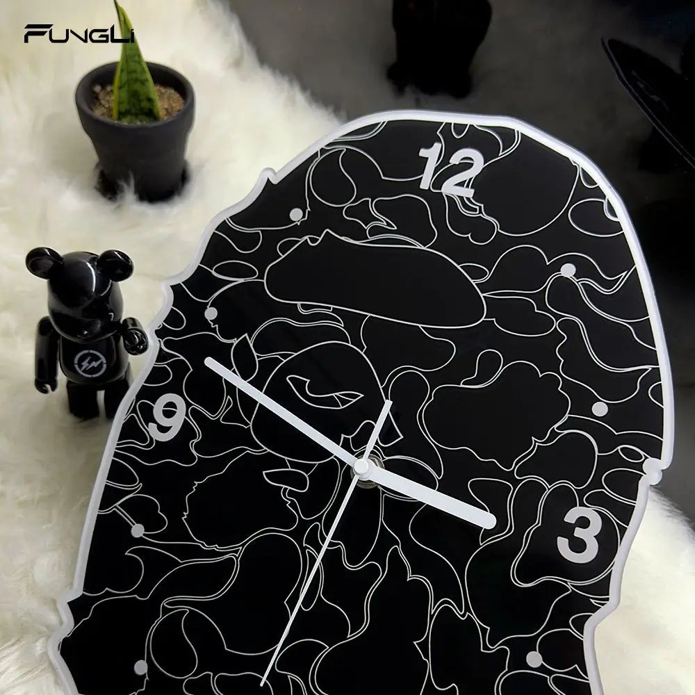Tide Black Camouflage Hanging Clock Tide Network Red Clock Simple Home Decoration Painting Living Room Bedroom Silent Wall Clock
