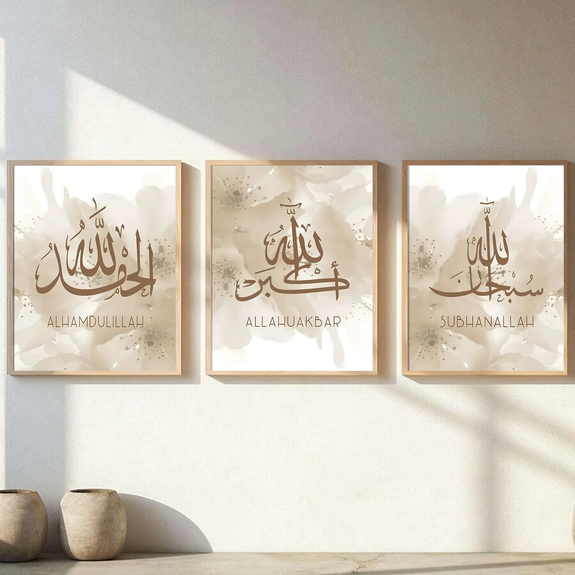 3-Piece Modern Ramadan Festival Arabic Calligraphy Poster Set Frameless Islamic Canvas Art Home Living Room Decor Gift