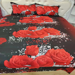 2/3pcs Duvet Cover Set, Red Rose Print Bedding Set, Soft Comfortable Duvet Cover, (1*Duvet Cover + 1/2*Pillowcase, Without Core)