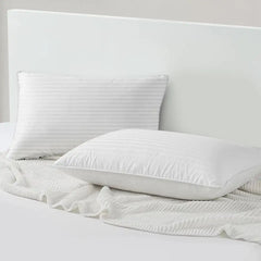LUX Décor Hotel Stripe Pillows Set of 2 – Down Alternative Bed Pillows for Sleeping – Soft & Supportive Hotel Quality