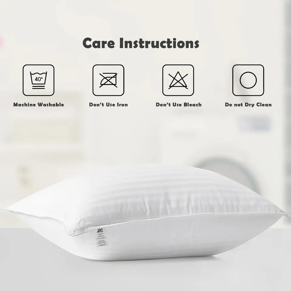 LUX Décor Hotel Stripe Pillows Set of 2 – Down Alternative Bed Pillows for Sleeping – Soft & Supportive Hotel Quality