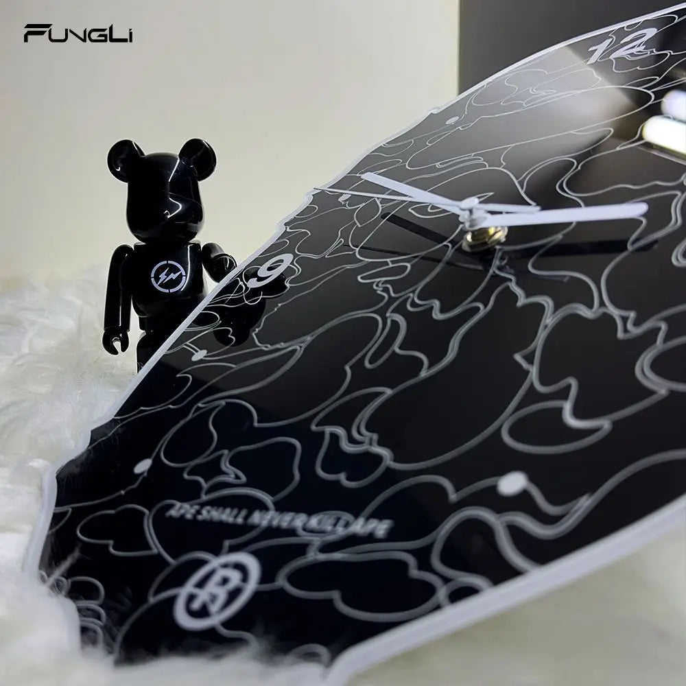 Tide Black Camouflage Hanging Clock Tide Network Red Clock Simple Home Decoration Painting Living Room Bedroom Silent Wall Clock