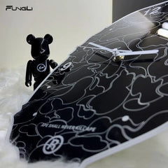 Tide Black Camouflage Hanging Clock Tide Network Red Clock Simple Home Decoration Painting Living Room Bedroom Silent Wall Clock