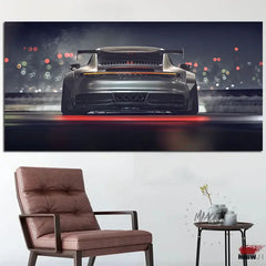 Modern Wall Art Black Supercar 911 GT Back View, HD Canvas Print Poster, Home, Living Room, Corridor, Decoration Painting