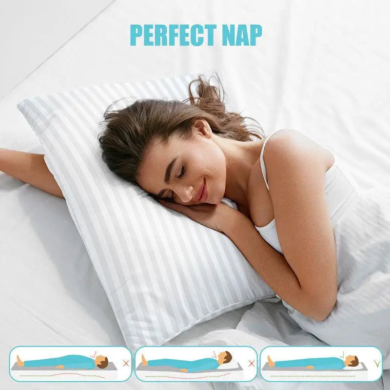 LUX Décor Hotel Stripe Pillows Set of 2 – Down Alternative Bed Pillows for Sleeping – Soft & Supportive Hotel Quality