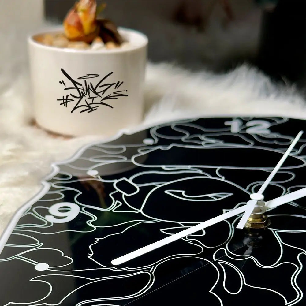 Tide Black Camouflage Hanging Clock Tide Network Red Clock Simple Home Decoration Painting Living Room Bedroom Silent Wall Clock