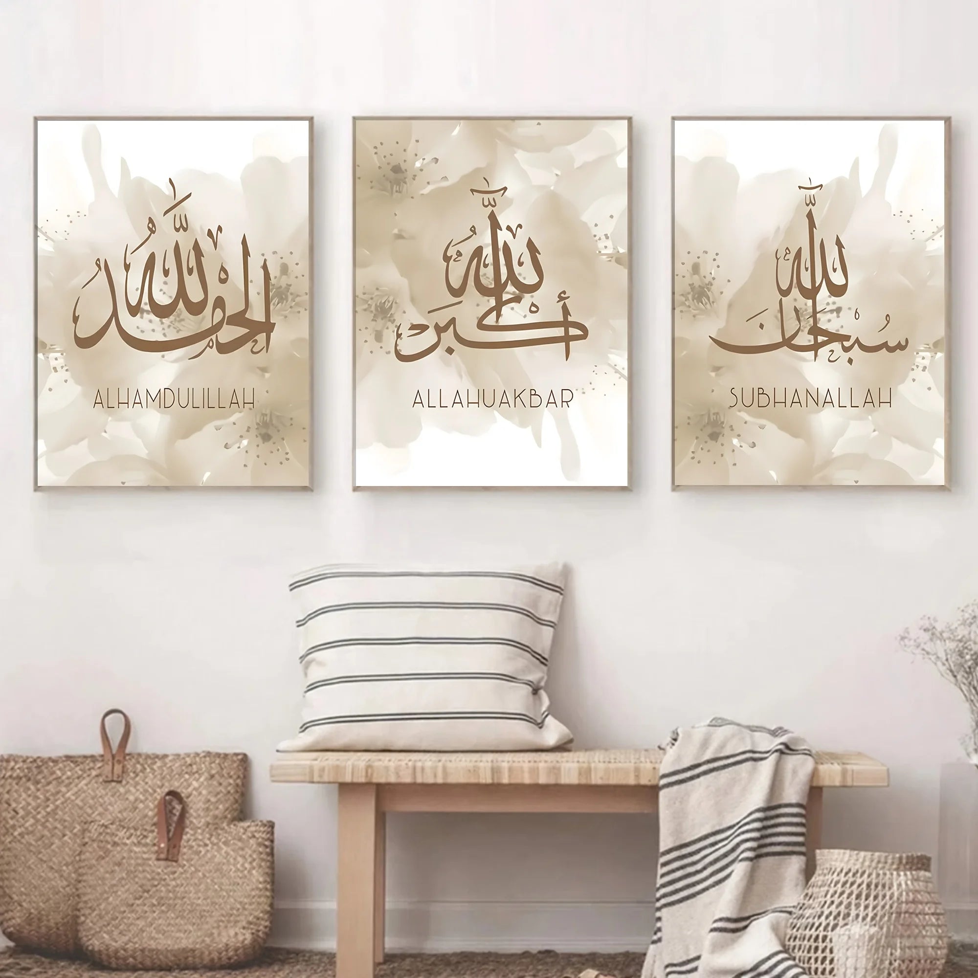 3-Piece Modern Ramadan Festival Arabic Calligraphy Poster Set Frameless Islamic Canvas Art Home Living Room Decor Gift