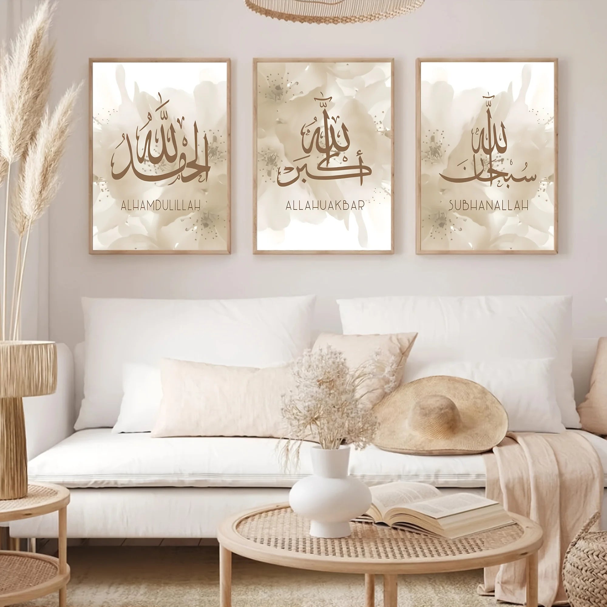 3-Piece Modern Ramadan Festival Arabic Calligraphy Poster Set Frameless Islamic Canvas Art Home Living Room Decor Gift