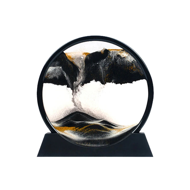 Office Home Decor 3D Extract Hourglass Quicksand Moving Sand Art Picture Round Glass Deep Sea Sandscape Craft Flowing Painting