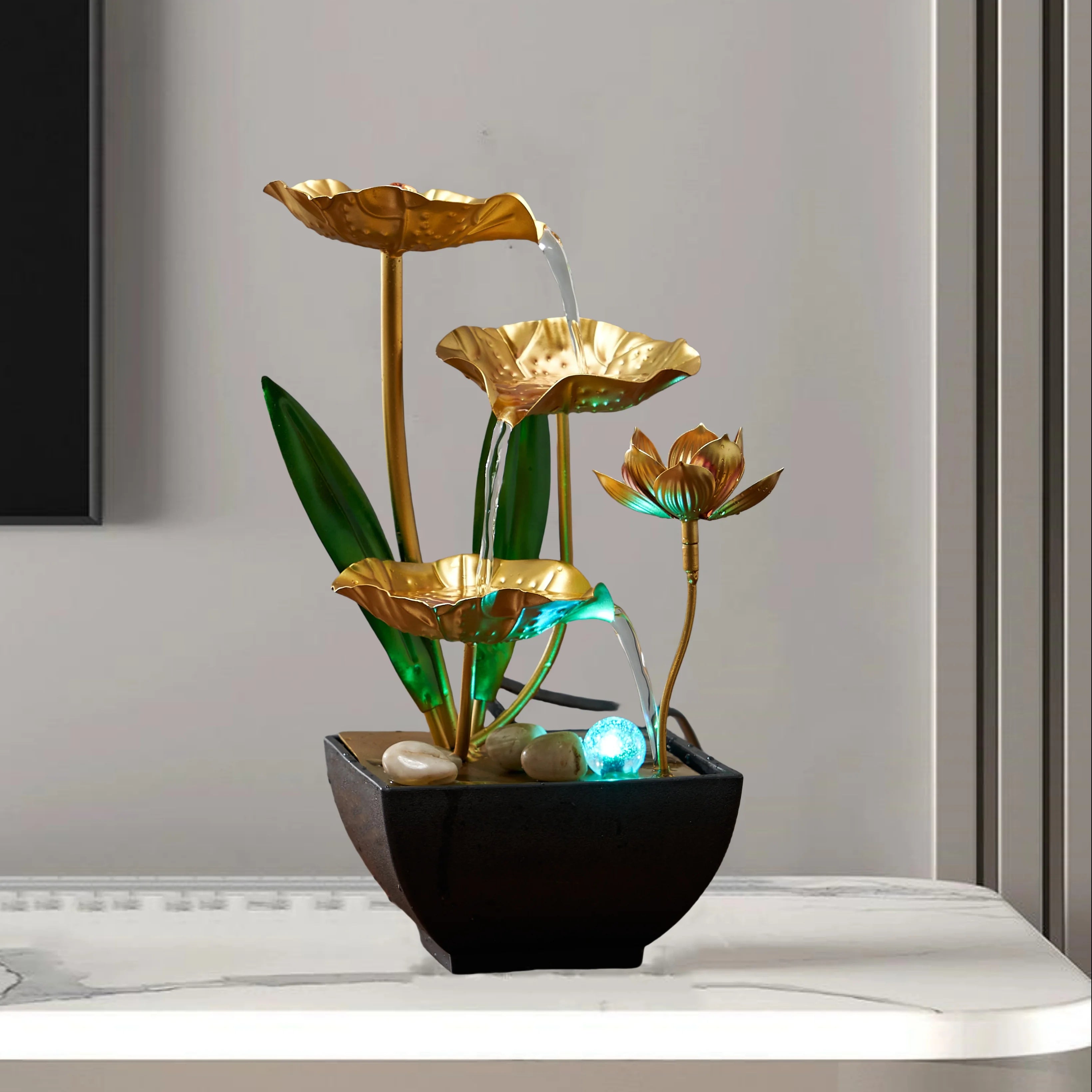 Small indoor fountain automatic circulation humidifier desktop decoration living room and bedroom relaxation crafts