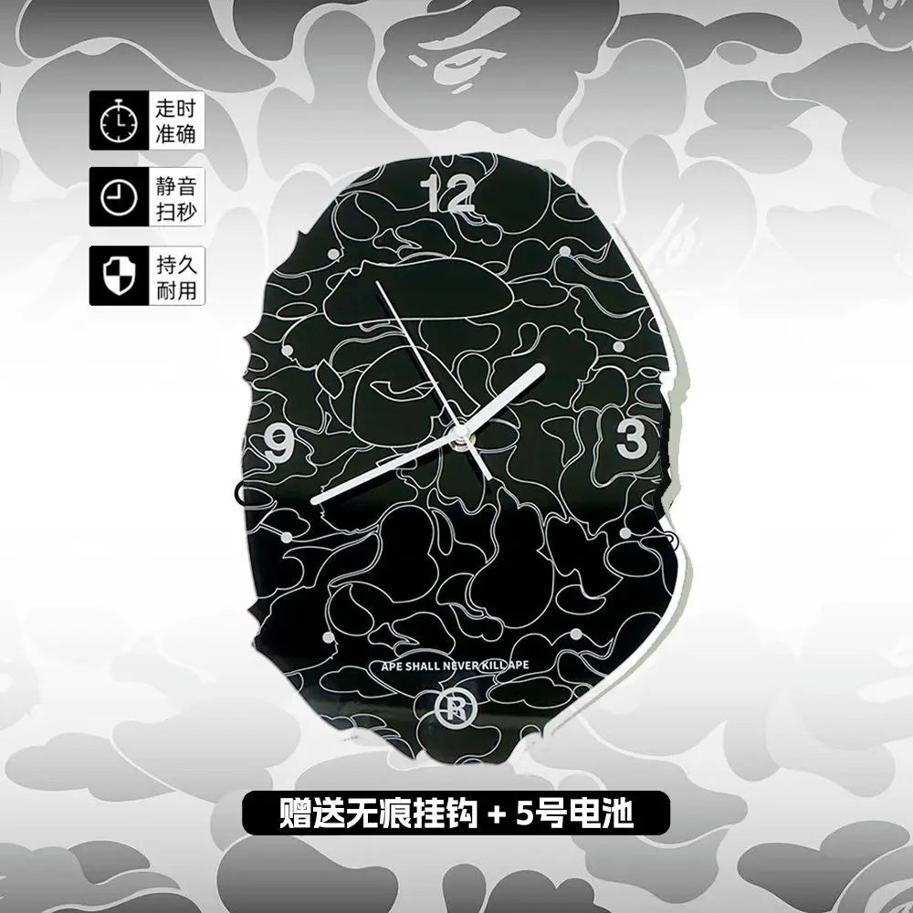 Tide Black Camouflage Hanging Clock Tide Network Red Clock Simple Home Decoration Painting Living Room Bedroom Silent Wall Clock