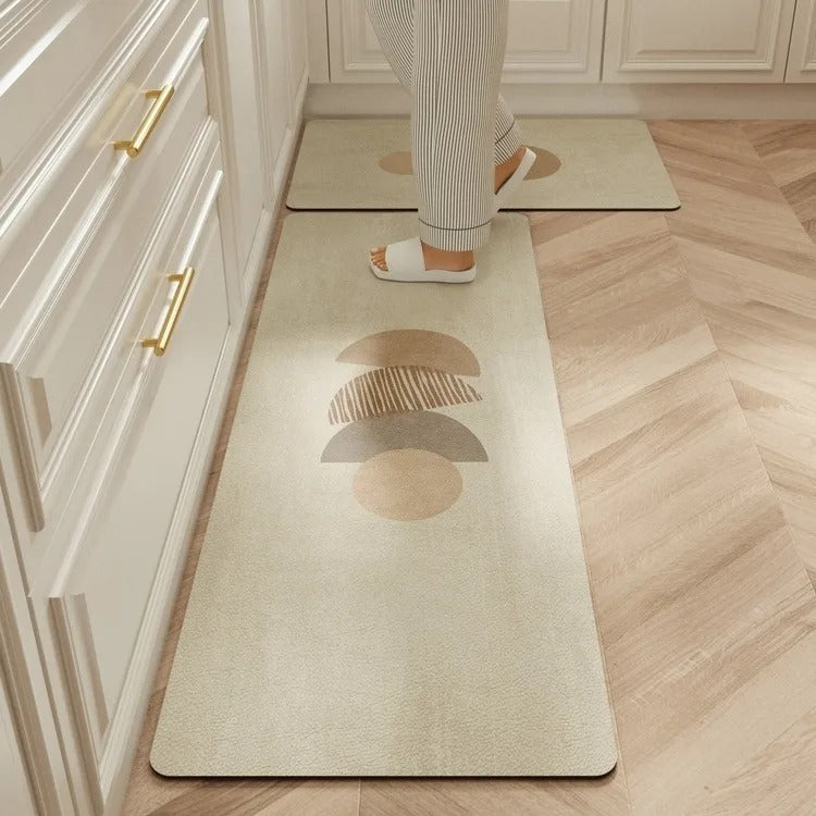 Carpet for Kitchen Waterproof Floor Mat Beige Carpets Pvc Leather Non-slip
