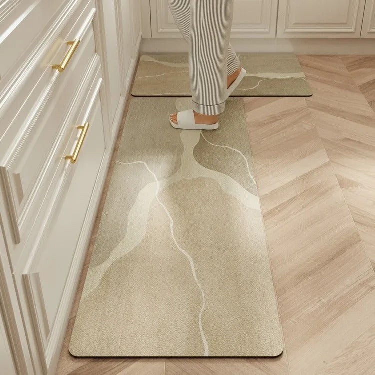 Carpet for Kitchen Waterproof Floor Mat Beige Carpets Pvc Leather Non-slip