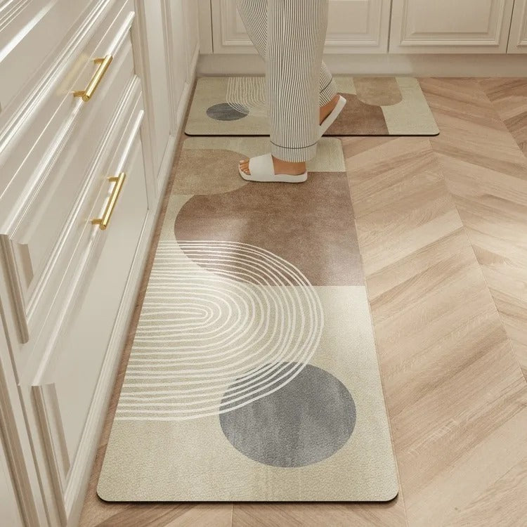 Carpet for Kitchen Waterproof Floor Mat Beige Carpets Pvc Leather Non-slip