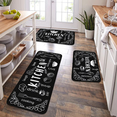 VIKAMA kitchen carpet washable, non-slip, absorbent floor mat, bathroom floor mat