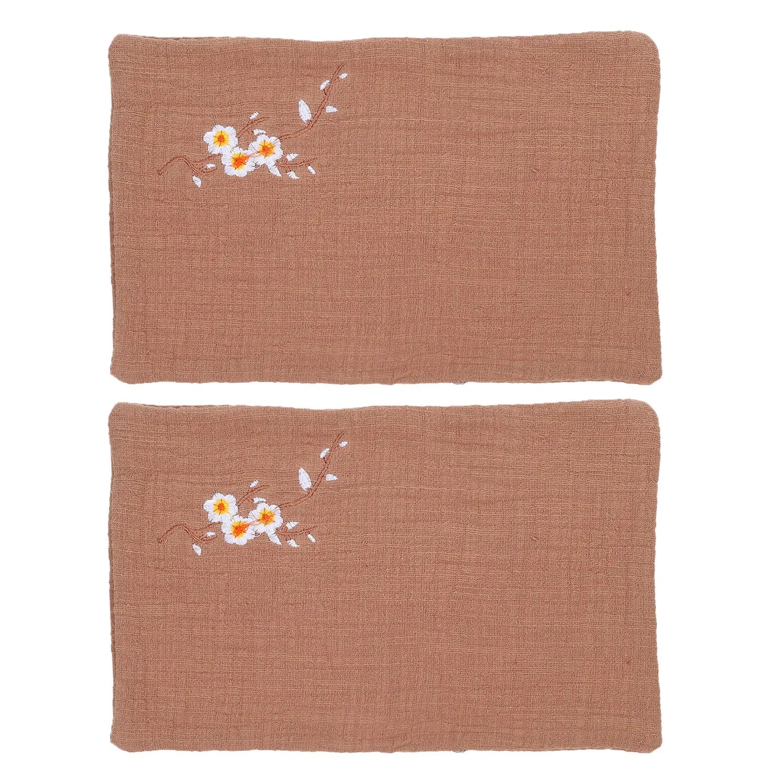 2Pcs Cotton Linen Tea Towels Vintage Embroidered