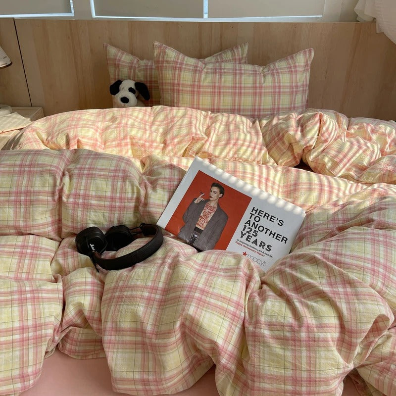 100% cotton Soft Bedding Set Stripe Printing Duvet Cover with Pillow