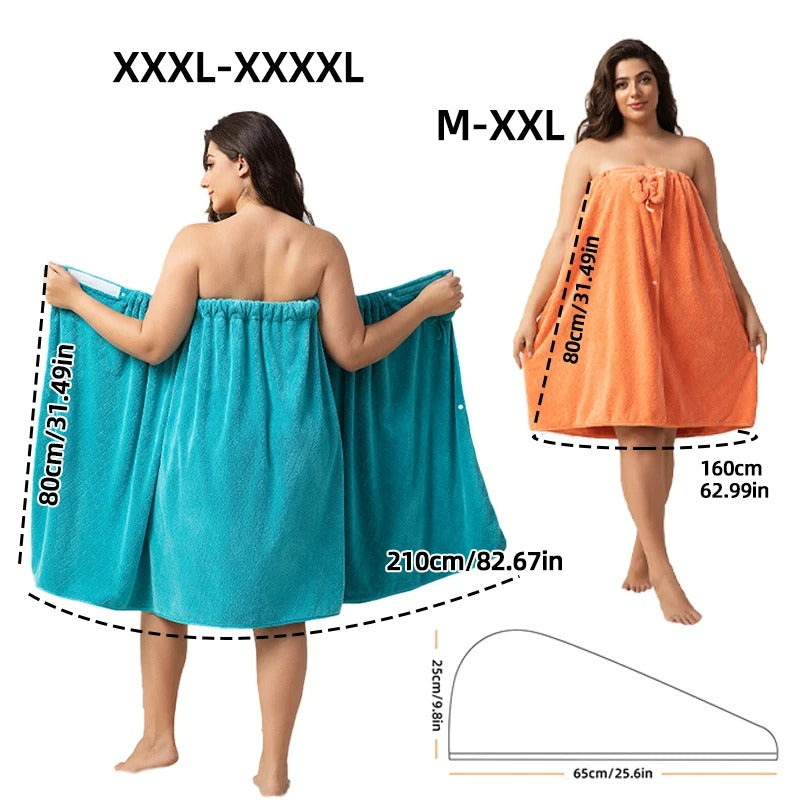 Bath Towel Set Super Absorbent Soft Bath Skirt & Princess Shower Cap 2 Sizes