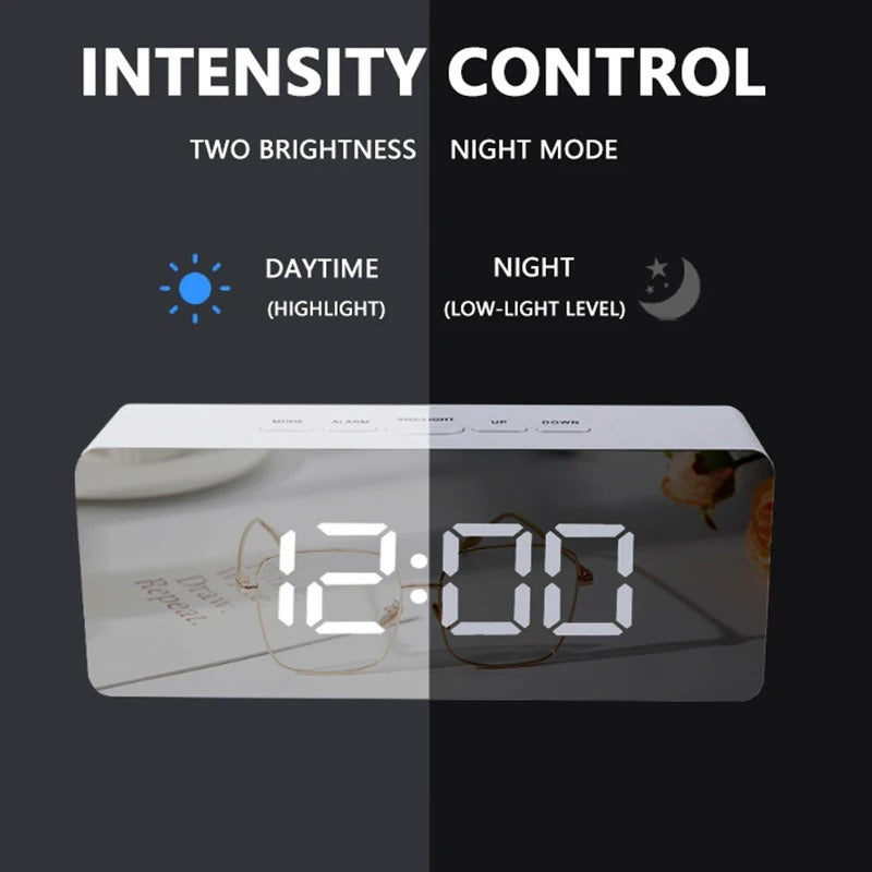 Digital Alarm Clock LED Electronic Desktop Clock with Temperature for Bedroom