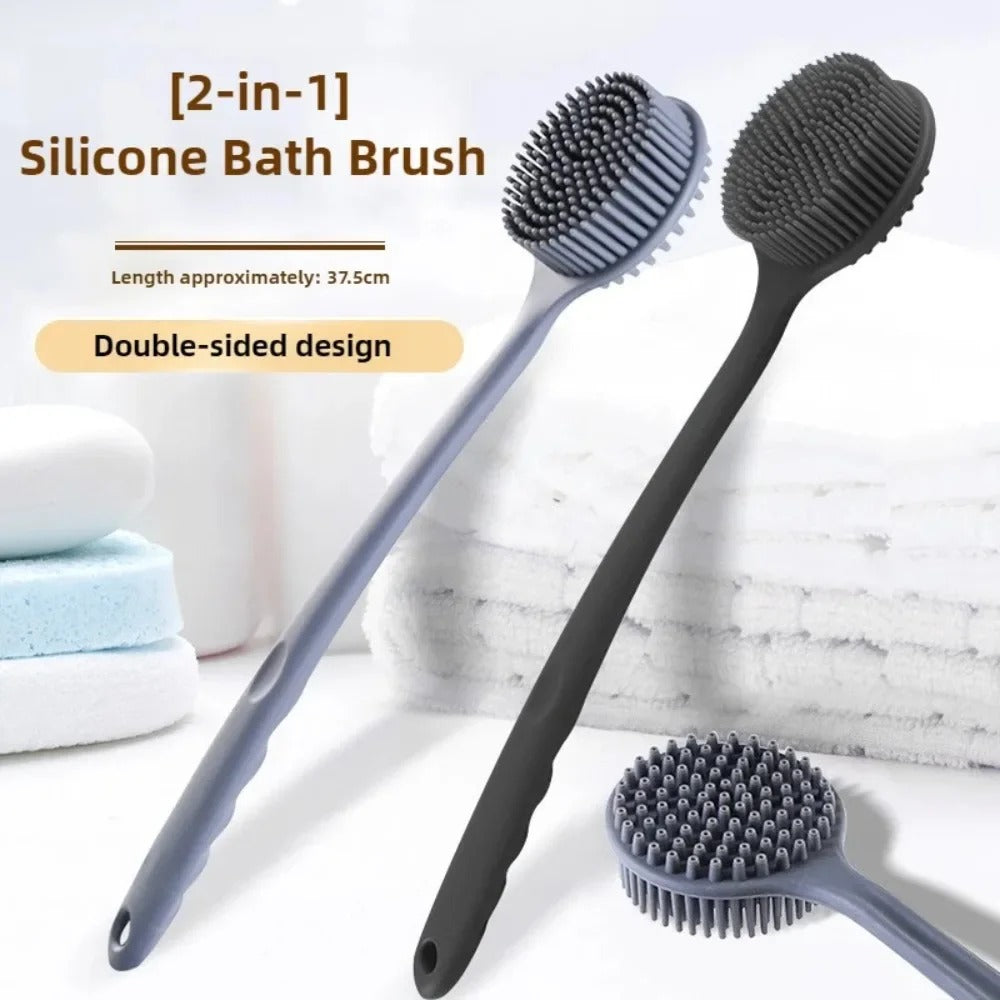 Soft Silicone Body Scrubber Back Brush Bath Shower Brush with Handle