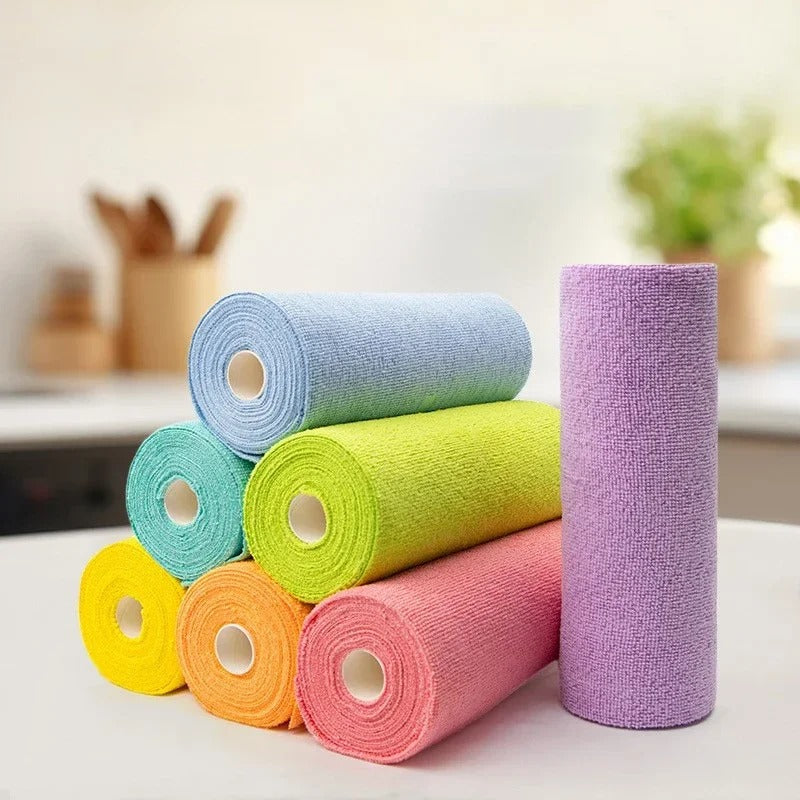 Reusable Cleaning Wipe Household Kitchen Cloth Microfiber Towel Rolls Dish